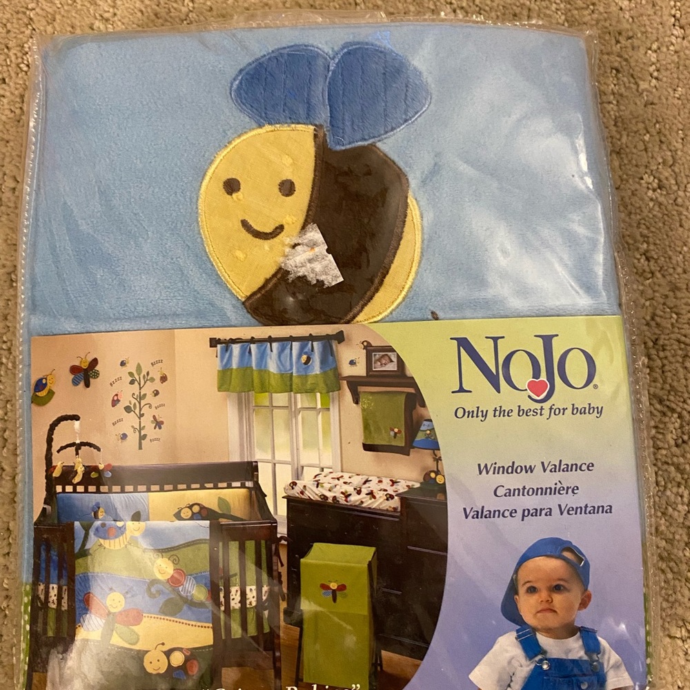 NoJo Critter Babies Window Valance 60"x14" Blue Green Yellow Bee New